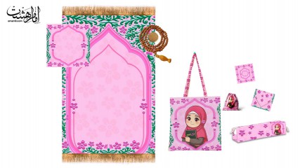 ست پنج تیکه سجاده جانماز ، کیف ، جامدادی،جامهری ، کیف متبرک ویژه جشن تکلیف