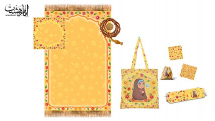 ست پنج تیکه سجاده جانماز ، کیف ، جامدادی،جامهری ، کیف متبرک ویژه جشن تکلیف