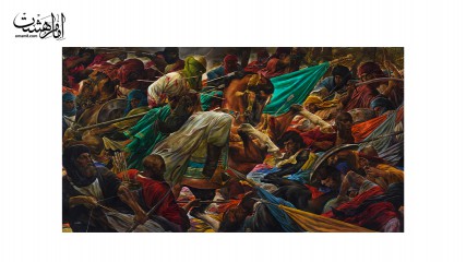 کتیبه تصویر نبرد حضرت ابالفضل(ع)
