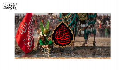 کتیبه پشت منبری تصویر حضرت ابوالفضل(ع) در علقمه