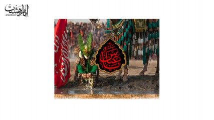 کتیبه پشت منبری تصویر حضرت ابوالفضل(ع) در علقمه