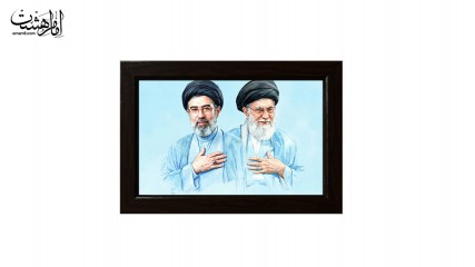 تابلو مخمل با قاب چوبی مزین به تصویر رهبر شهید کد 29316