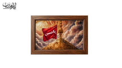 تابلو مخمل با قاب چوبی مزین به تصویر حرم امام حسین(ع)