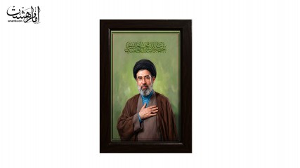 تابلو مخمل با قاب چوبی مزین به تصویر سید مجتبی خامنه ای کد 30576