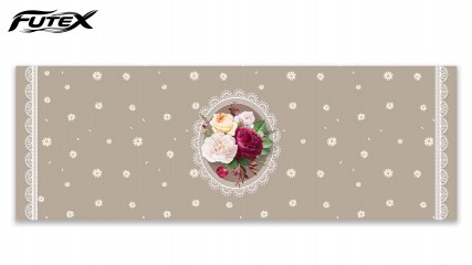رانر رومیزی مخمل طرح نغمه بابونه طوسی بژ کد 30845