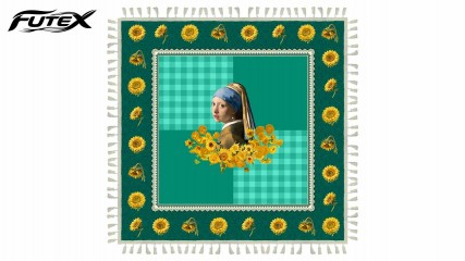سفره طرح دختری با گوشواره مرواید و آفتاب گردون