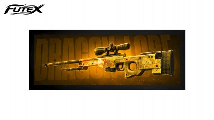 تابلو مخمل با قاب چوبی تصویر اسکین اسلحه awp | dragon lore | بازی cs2 کد 31363