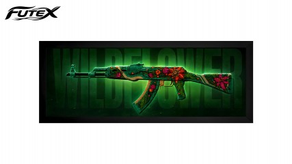تابلو مخمل با قاب چوبی تصویر اسکین اسلحه AK-47 | Wild Lotus | بازی cs2 کد 31364