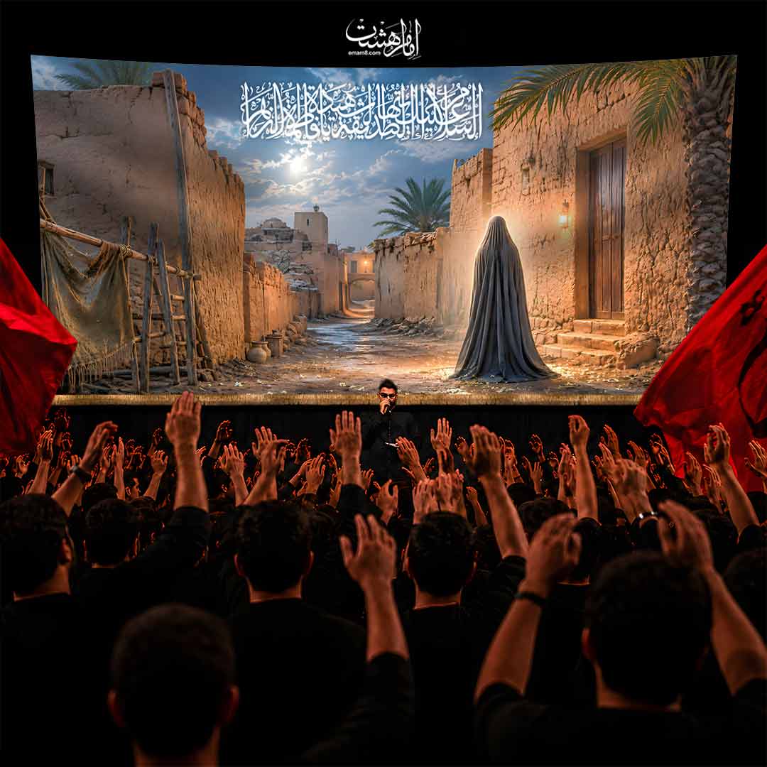 کتیبه پشت منبری شهادت حضرت فاطمه زهرا (س)