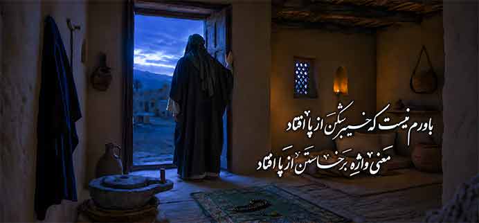 کتیبه پشت منبری شهادت حضرت زهرا(س)بامتن باورم نیست که خیبرشکن ازپاافتادمعنی واژه برخاستن از پاافتاد