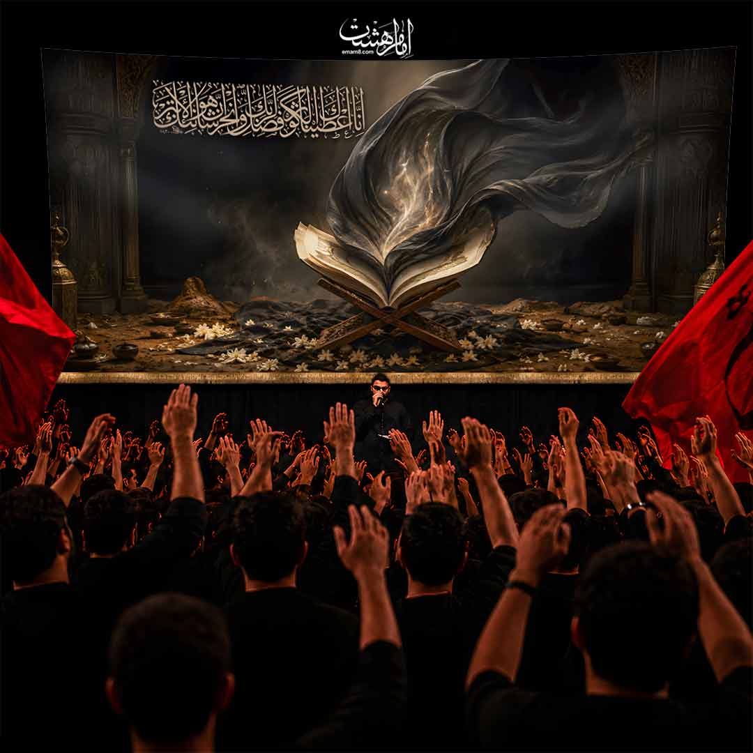 کتیبه پشت منبری شهادت حضرت فاطمه زهرا(س)"بامتن سوره کوثر"