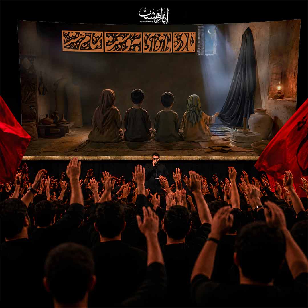 کتیبه پشت منبری شهادت حضرت فاطمه زهرا(س)"بامتن مادر واژه ای به وسعت تمام هستی"