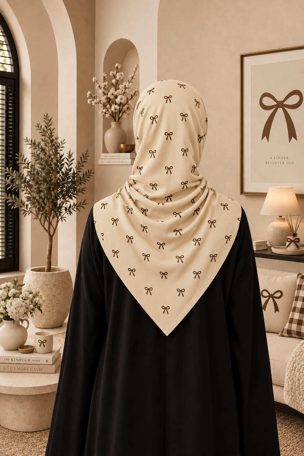 وسری پاپیونی کرم قهوه‌ای با طرح مینیمال