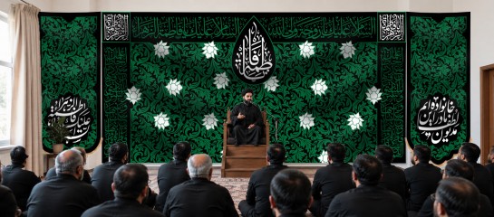 ست سه تیکه کتیبه پشت منبری شهادت حضرت فاطمه زهرا (س) طرح " شکوه سبز فاطمی"