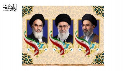 کتیبه پشت منبری مزین به تصویر سه رهبر (ع) کد 32933