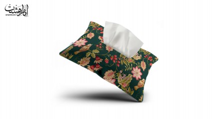 جا دستمال کاغذی پارچه‌ای مخمل طرح باغ هزارنقش کد 33059