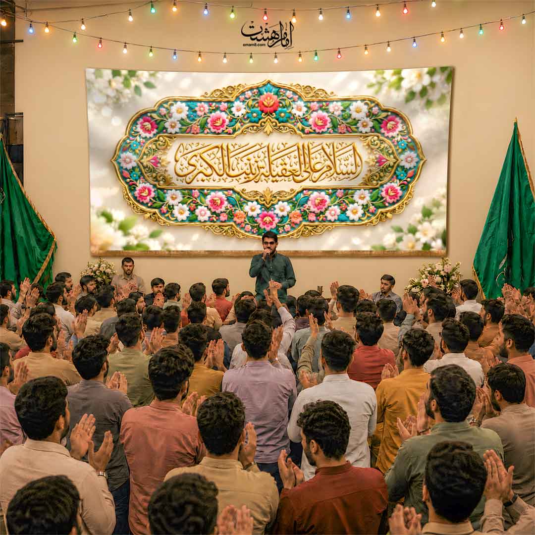 کتیبه پشت منبری حضرت زینب کبری (س)  طرح باغ نور