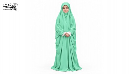 چادر نماز دخترانه جنس سوپر رنگ سبز کد 33392