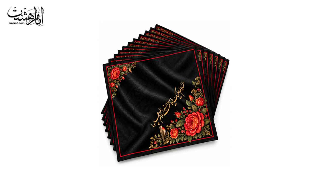 پک ده عددی دستمال اشک ویژه ایام فاطمیه طرح گل قرمز