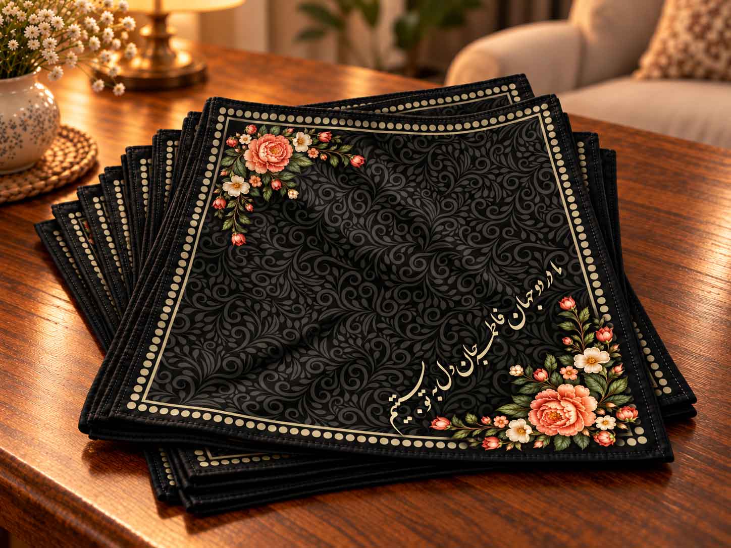 پک ده عددی دستمال اشک ویژه ایام فاطمیه طرح گل گلبهی