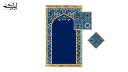 ست سجاده و جانماز طرح کاشی فیروزه‌ای کد 33489