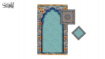 ست سجاده و جانماز طرح محراب گلدار آبی کد 33493