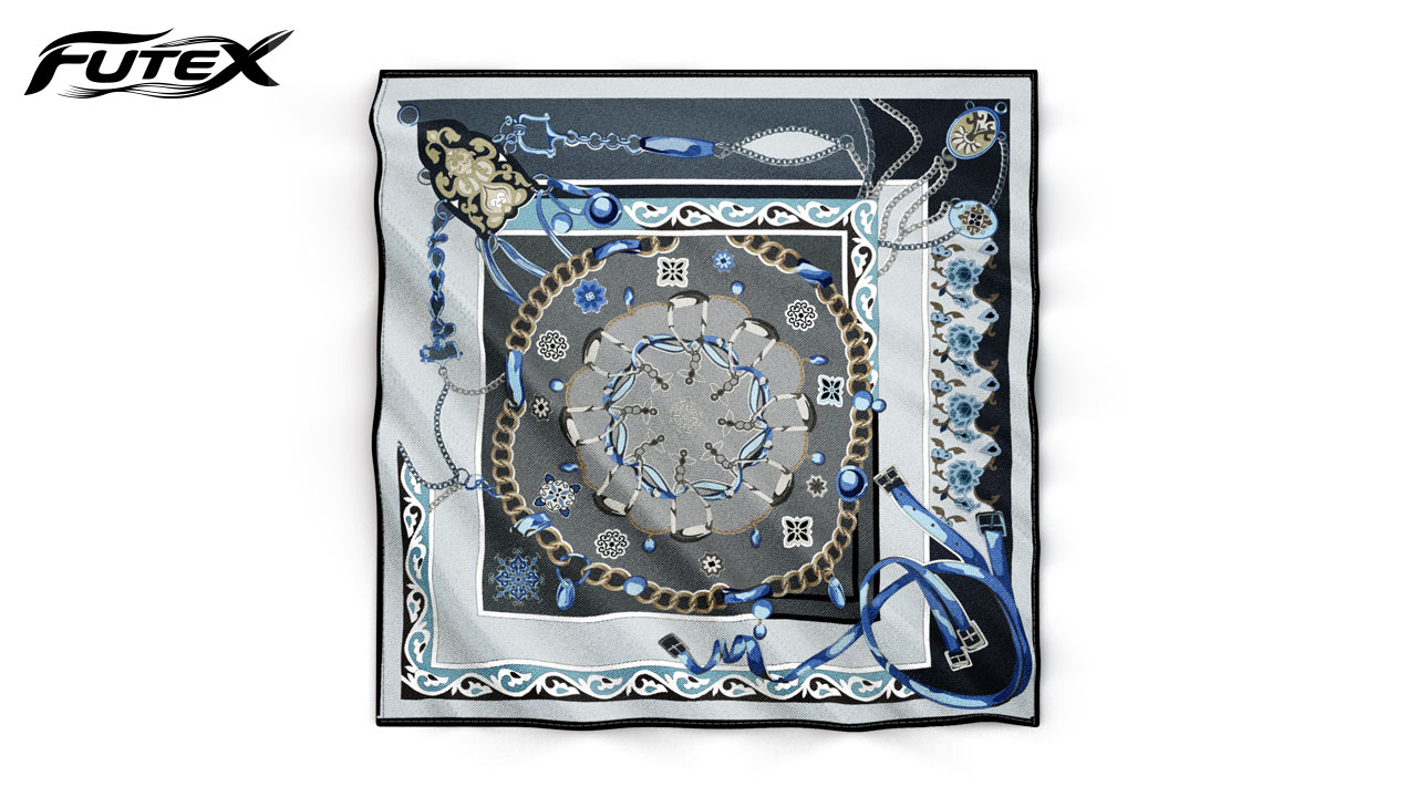 روسری نخی طرح جواهر رنگ آبی