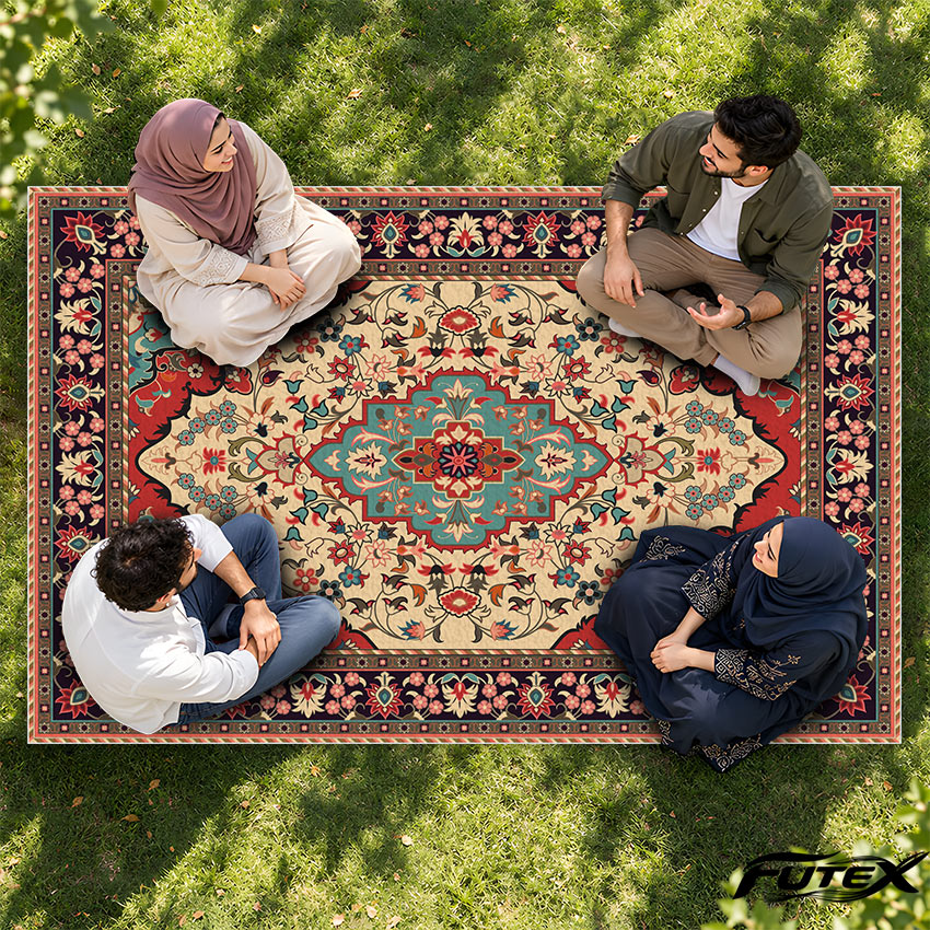 فرشینه شانل طرح ترنج بهارستان | روفرشی سبک