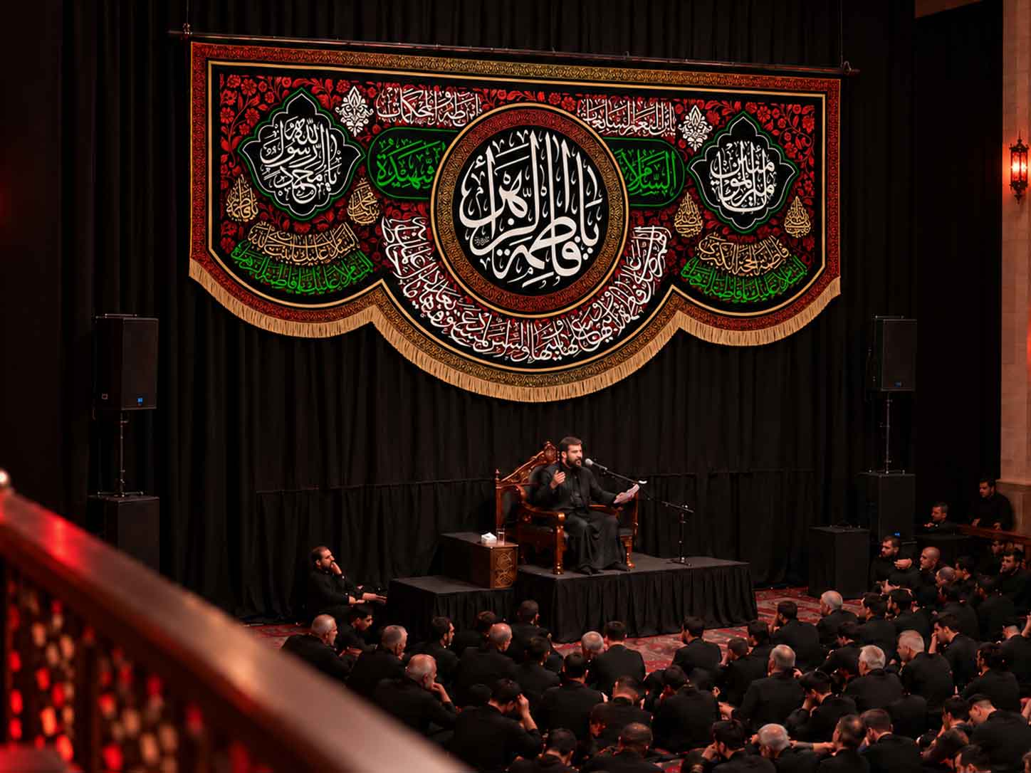 کتیبه پشت منبری شهادت حضرت فاطمه زهرا (س)