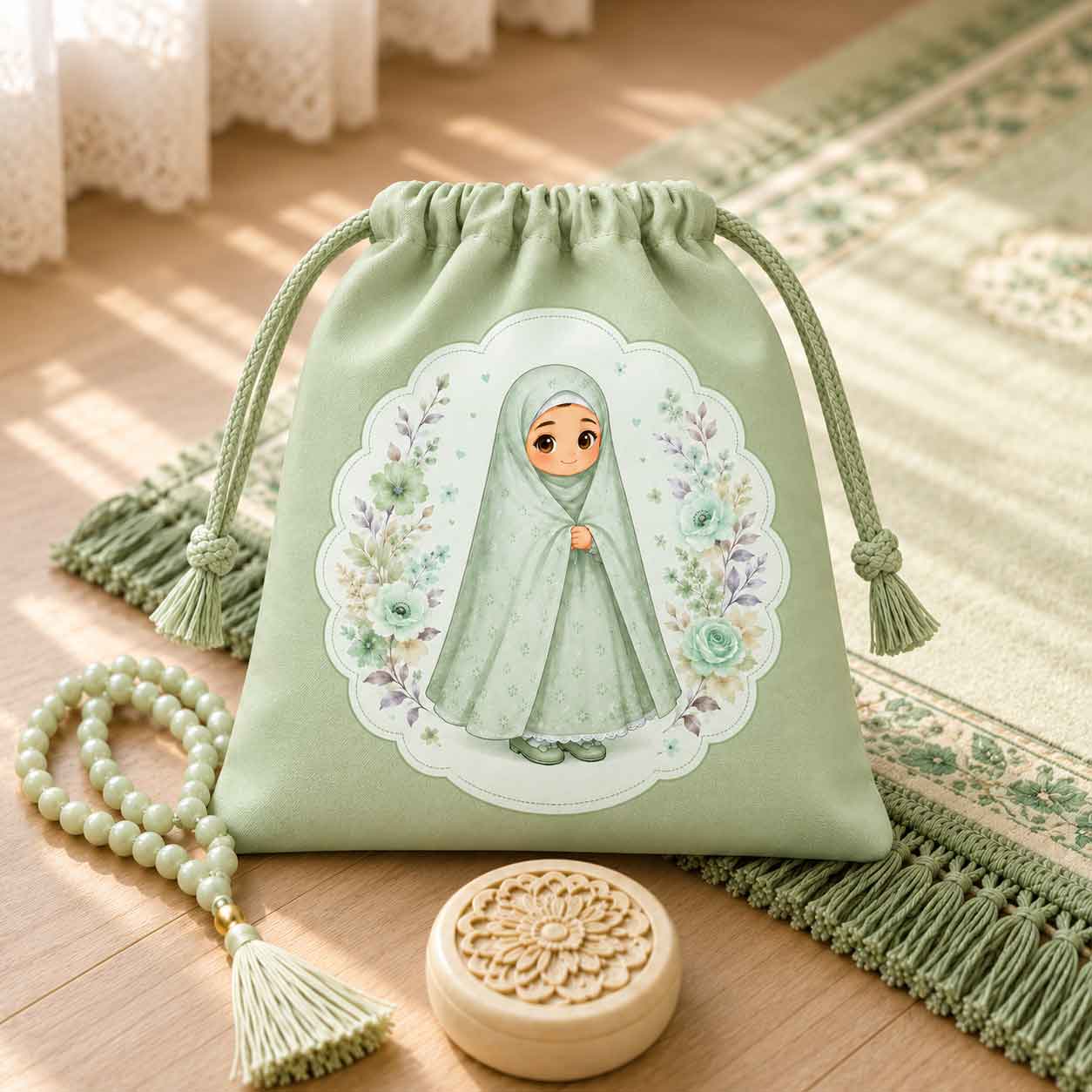 کیف متبرک ویژه جشن تکلیف طرح گل سبز