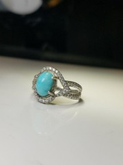 فیروزه نیشابوری اصل اصل با رکاب نقره درجه یک ۹۲۵
